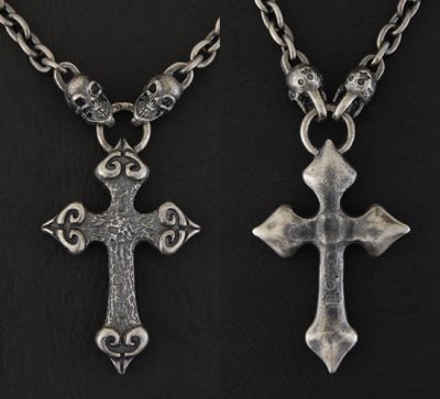 画像12: Quarter 4 Heart Chiseled Cross With Half 2 Skulls Chain Necklace