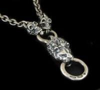 Half Lion With 2 Quarter Skulls & 6Chain Necklace