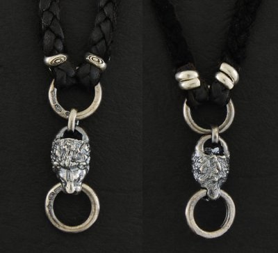 画像4: Quarter Lion & braid leather necklace