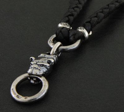 画像3: Quarter Bulldog & braid leather necklace