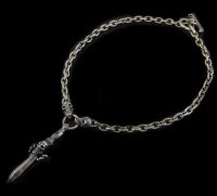 Gaborartory Half Dagger With Skull With Half 2 Skulls & 7Chain Necklace