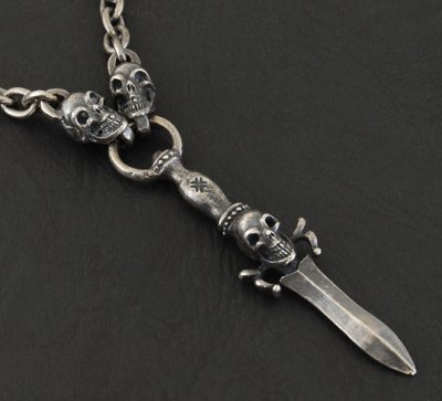 画像5: Gaborartory Half Dagger With Skull With Half 2 Skulls & 7Chain Necklace
