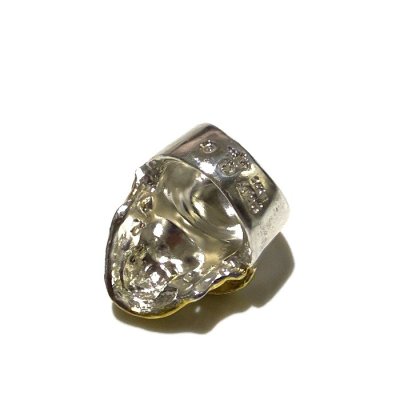 画像5: Pure Gold Wrap Medium Large Skull Ring With Jaw Platinum Finish