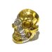 画像7: Pure Gold Wrap Medium Large Skull Ring With Jaw Platinum Finish