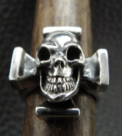 画像7: Half Skull On Square Hammer Cross Ring