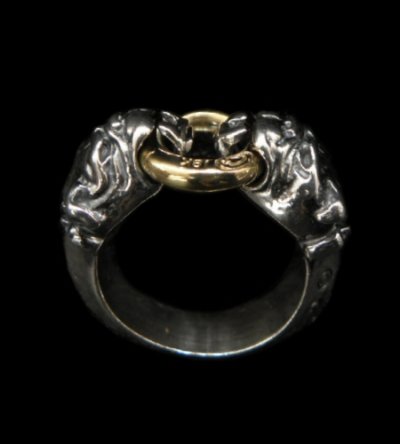 画像1: 18k Gold Ring With Quarter Old Bulldog Triangle Wire Bangle Ring