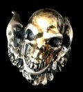 18k Gold Blood Face Skull Wing Ring