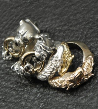 画像17: 18k Gold & Silver Horse Triangle Wire Bangle Ring Platinum Finish