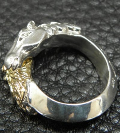 画像5: 18k Gold & Silver Horse Triangle Wire Bangle Ring Platinum Finish
