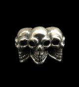 Half Triple Skull With Half Triangle Wire Ring
