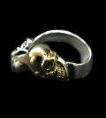 Gold & Silver Skull With Triangle Wire Ring