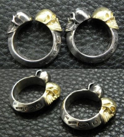 画像3: Gold & Silver Skull With Triangle Wire Ring