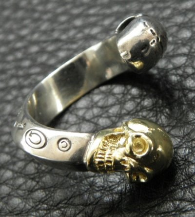 画像6: Gold & Silver Skull With Triangle Wire Ring
