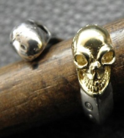 画像17: Gold & Silver Skull With Triangle Wire Ring