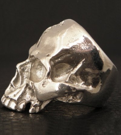 画像6: Large Skull Ring Without Jaw Platinum Finish