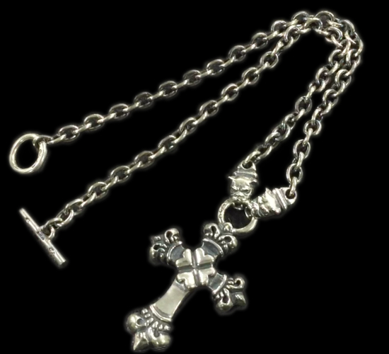 4Heart Crown Cross With 2 Bulldogs & 7Chain Necklace