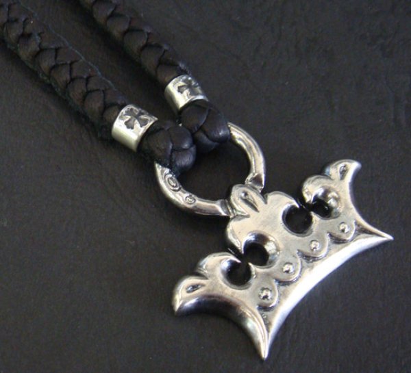 画像2: Large Crown With braid leather necklace (2)