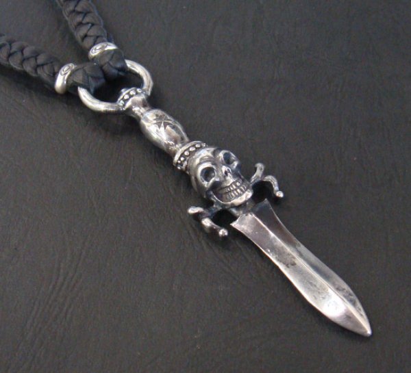 画像2: Dagger With Skull braid leather necklace (2)