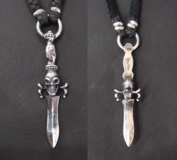 画像3: Dagger With Skull braid leather necklace (3)