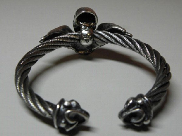 画像5: Wing Skull With Roller Tip Wire Bangle (5)