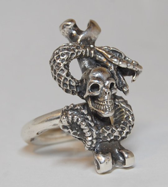 画像3: Quarter Skull On Snake With G Stamp Loop Ring (3)