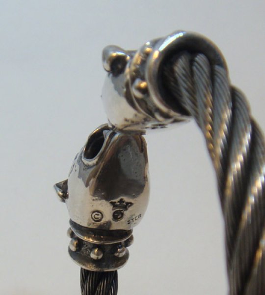 画像6: Bulldog With Stud Bolo Neck Cable Wire Bangle (6)
