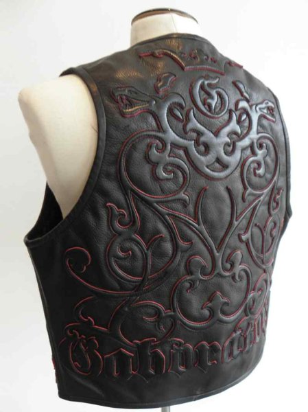 画像1: Gaboratory Tailored Leather Vest (Tribal art work) (1)