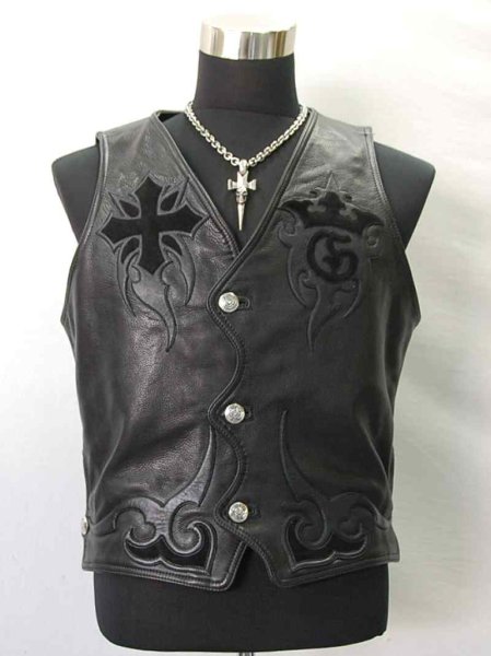 画像1: Gaboratory Tribal Leather Vest (1)