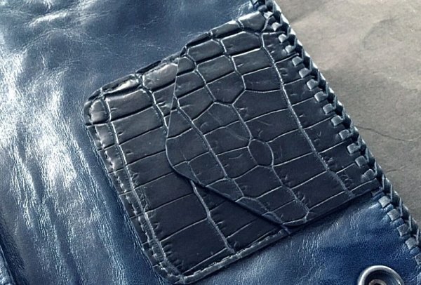 画像4: Crocodile Head & HornBack Plain Long Wallet (4)