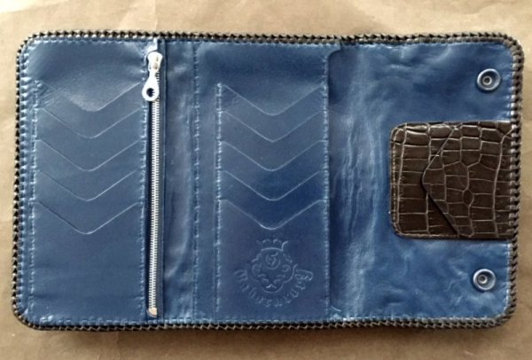 画像3: Crocodile Head & HornBack Plain Long Wallet (3)