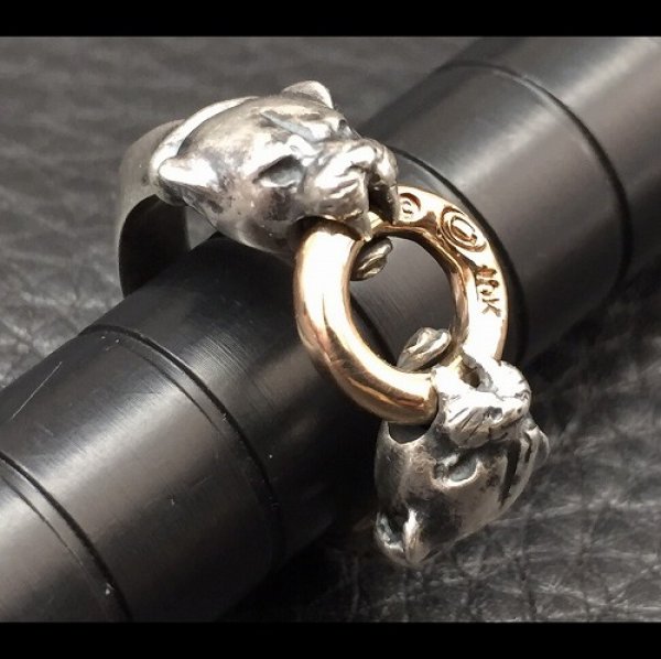 画像11: 10K Gold Ring With 1/9 Panther Triangle Wire Bangle Ring (11)