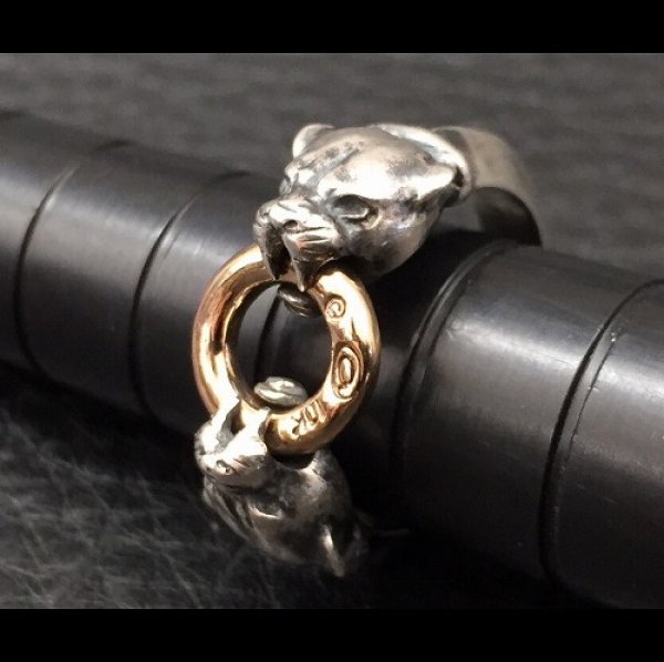 画像9: 10K Gold Ring With 1/9 Panther Triangle Wire Bangle Ring (9)