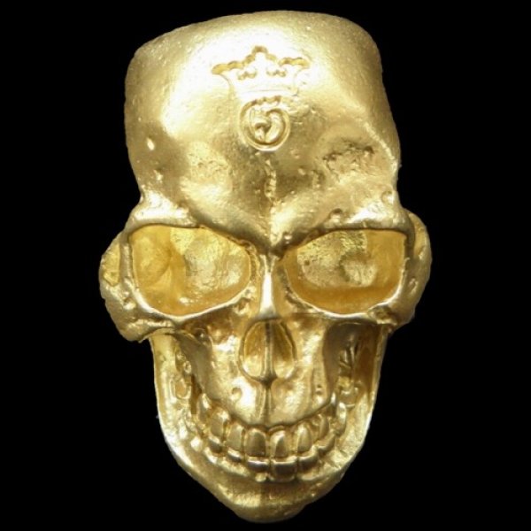 画像1: 10K Gold Large Skull H,W,O Ring ( Pure Gold Color Finish) (1)