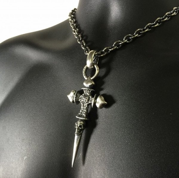 画像14: Half FT Cross Single Skull Dagger Pendant (14)