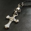 画像5: Large Skull With Hammer Cross & Braid Leather Necklace (5)