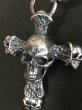 画像4: Large Skull On 2 Skulls Hammer Cross Double Face Dagger With 2 Panther & 2 Skulls Braid Leather Necklace (4)