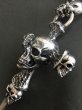 画像8: Large Skull On 2 Skulls Hammer Cross Double Face Dagger With 2 Panther & 2 Skulls Braid Leather Necklace (8)