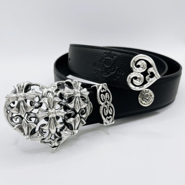 画像1: Multi-Gothic Cross Heart Buckle With Heart Belt Loop & Tip (1)