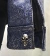 画像4: Skull Button Stressed Indigo Leather Jacket (4)