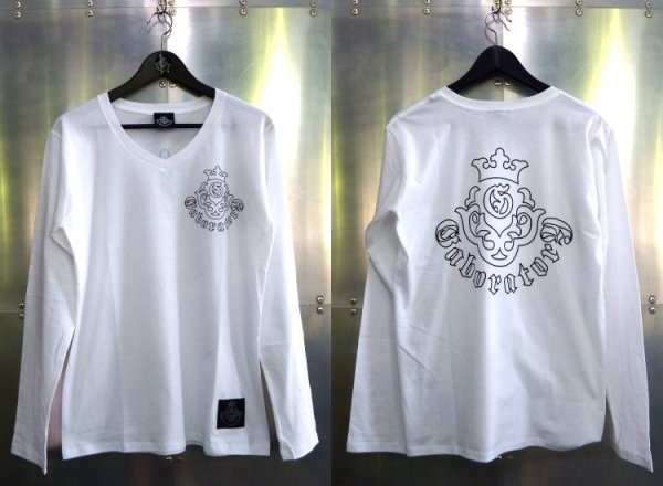 画像1: Atelier mark V-neck T-Shirt [White] (1)