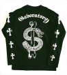 画像1: Snake Bone & Cross Long T-shirt [Black/White] (1)