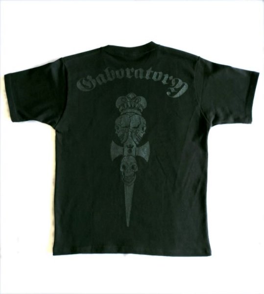 画像1: Gaboratory Triple Skull Dagger With Crown 10.2oz Heavy Weight T-shirt [Black/Black] (1)