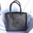 画像1: Black & Red Layered Maltese Cross Overlay Square Tote Bag (1)