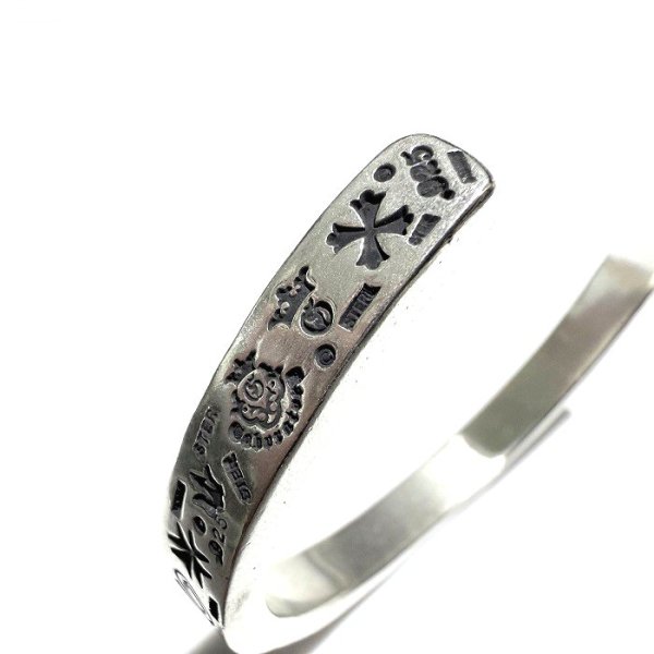画像6: Multi Stamp Quarter Flat Bar Bangle 7mm Bold (6)