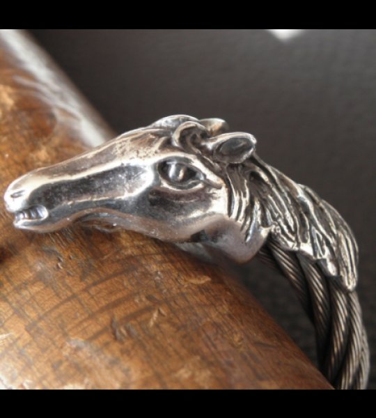 画像7: Gold & Silver Stupid Horse Cable Wire Bangle (7)