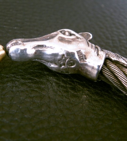 画像3: Gold & Silver Stupid Horse Cable Wire Bangle (3)