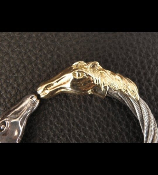 画像13: Gold & Silver Stupid Horse Cable Wire Bangle (13)