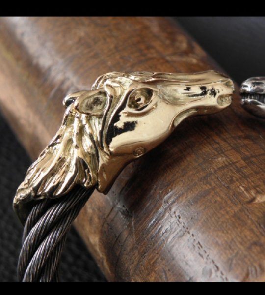 画像9: Gold & Silver Stupid Horse Cable Wire Bangle (9)