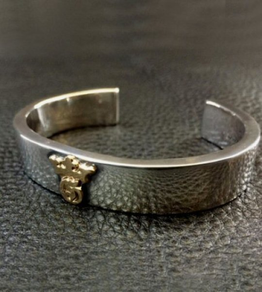 画像9: 18k Gold Raised G&Crown Flat Bar Bangle Bold (9)