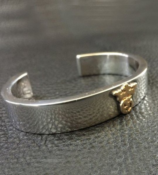 画像7: 18k Gold Raised G&Crown Flat Bar Bangle Bold (7)